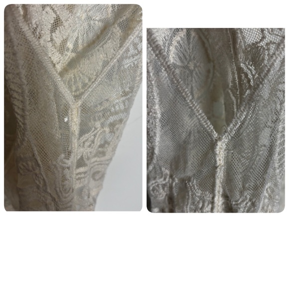 Rebellion cream embroidered mesh sleeveless tie front boho duster mermaidcore - Picture 8 of 10